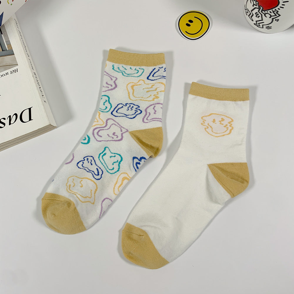 Women's Crew Glitch Smile Mismatched AB Socks