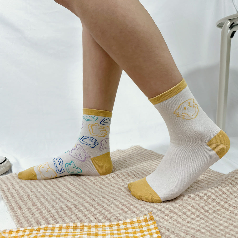 Women's Crew Glitch Smile Mismatched AB Socks