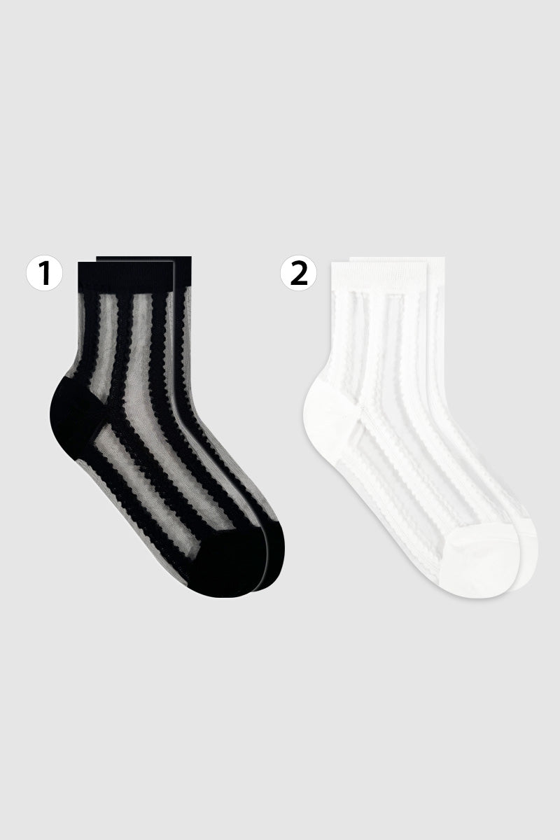 Women's Crew See-Through Simple lace Sheer Socks