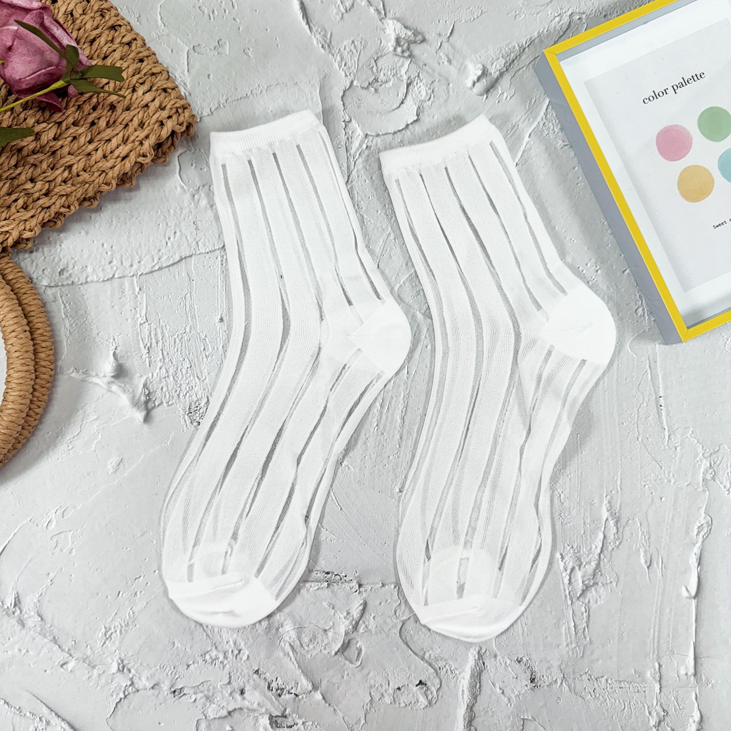 Women's Crew Semi Sheer Line Socks