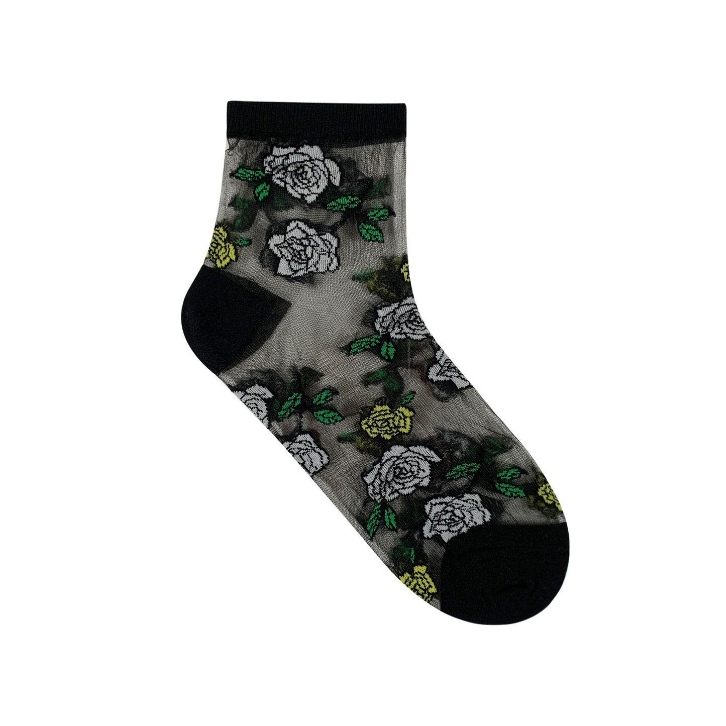 Women's Crew Sheer Laced Rose See-Through Socks