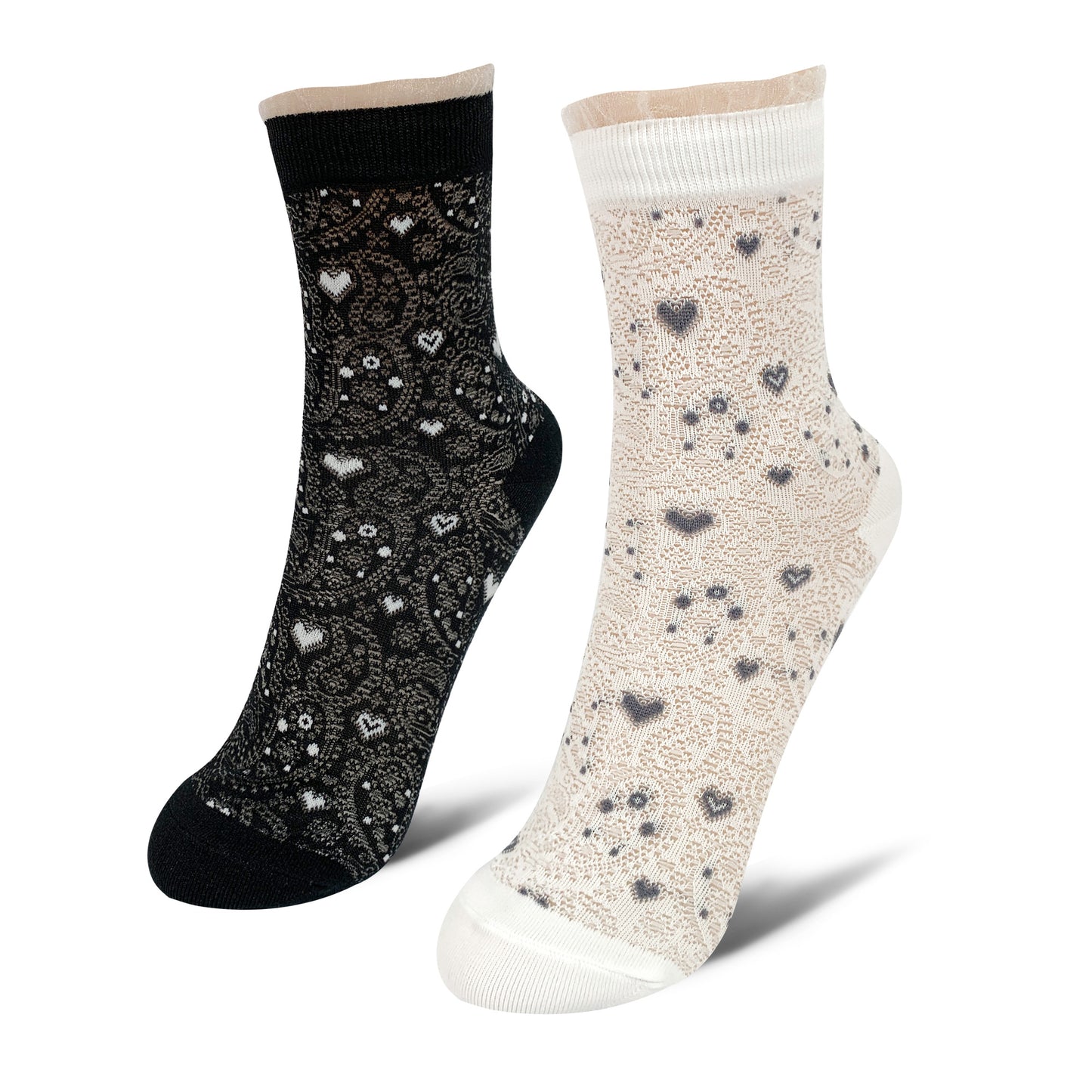 Women's Ankle Semi Sheer Mini Heart See-Through Socks