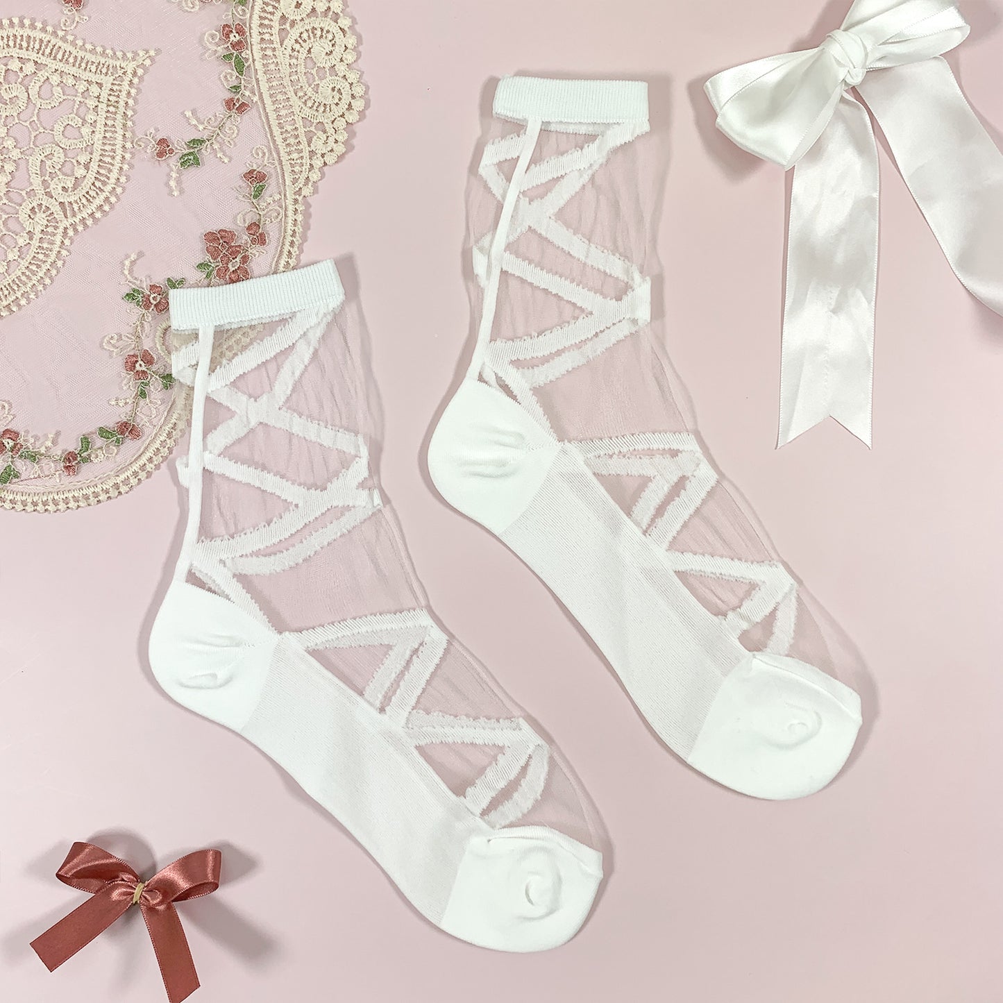 Women's Crew Sheer Ballerina See-Through Socks
