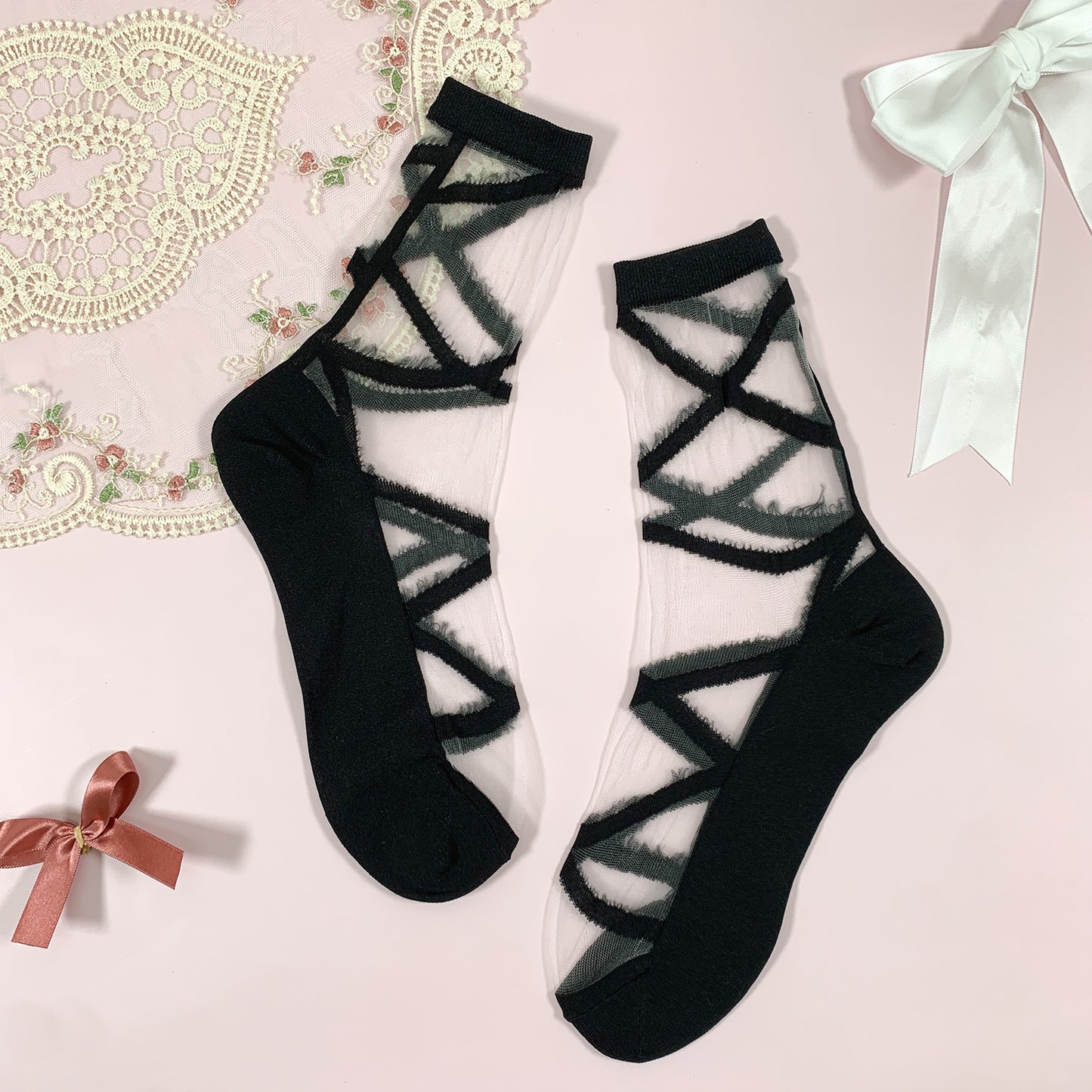 Women's Crew Sheer Ballerina See-Through Socks