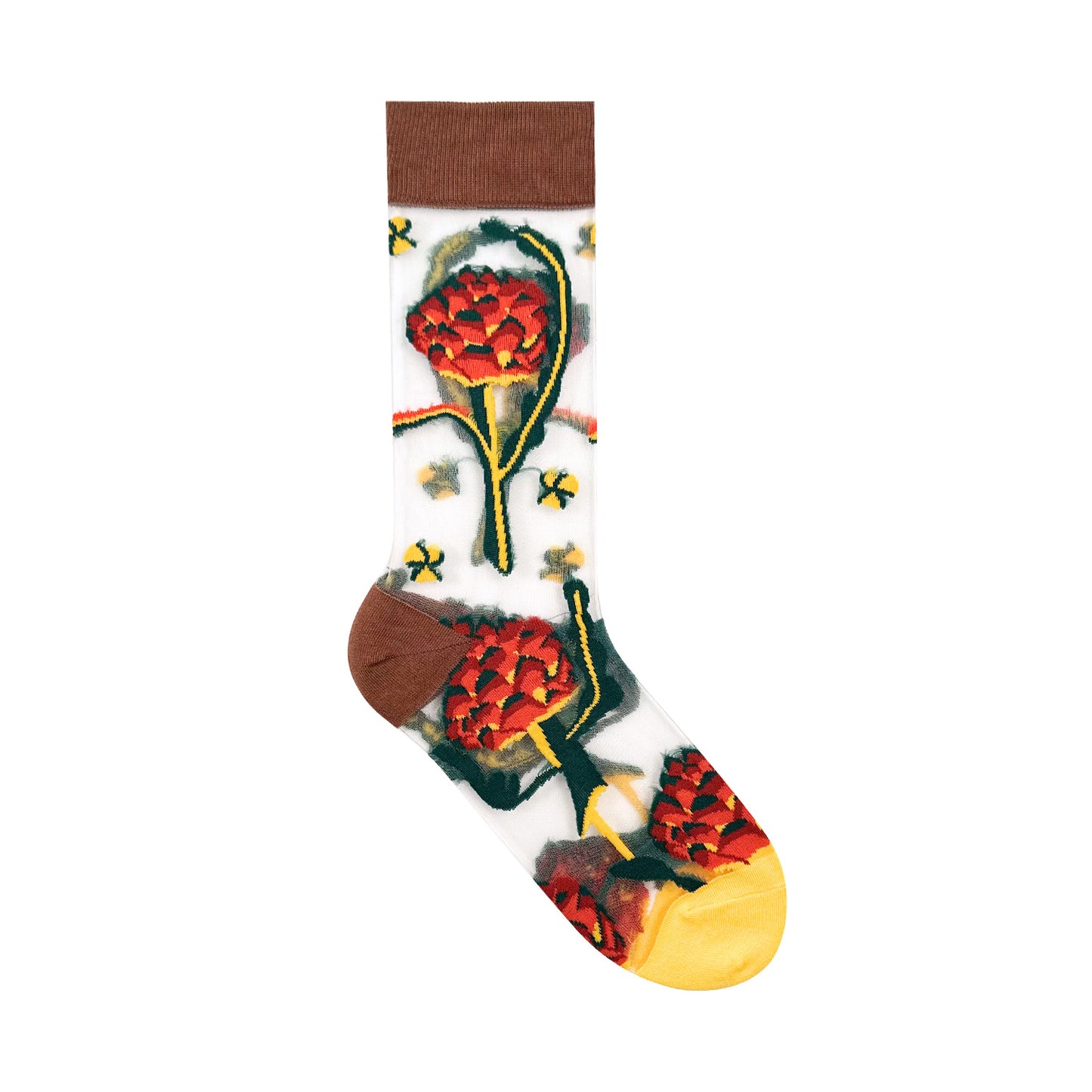 Women's Crew Multi Flower See-Through Socks