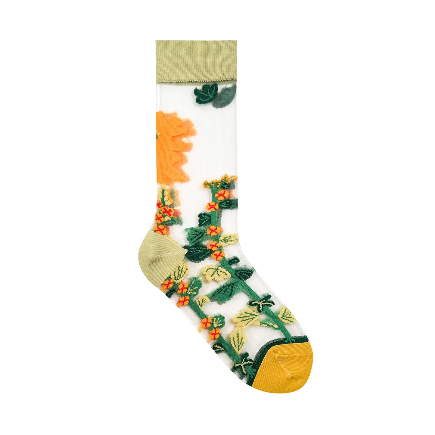 Women's Crew Multi Flower See-Through Socks