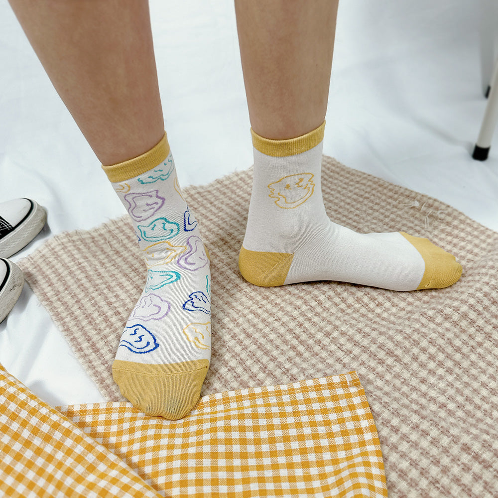Women's Crew Glitch Smile Mismatched AB Socks