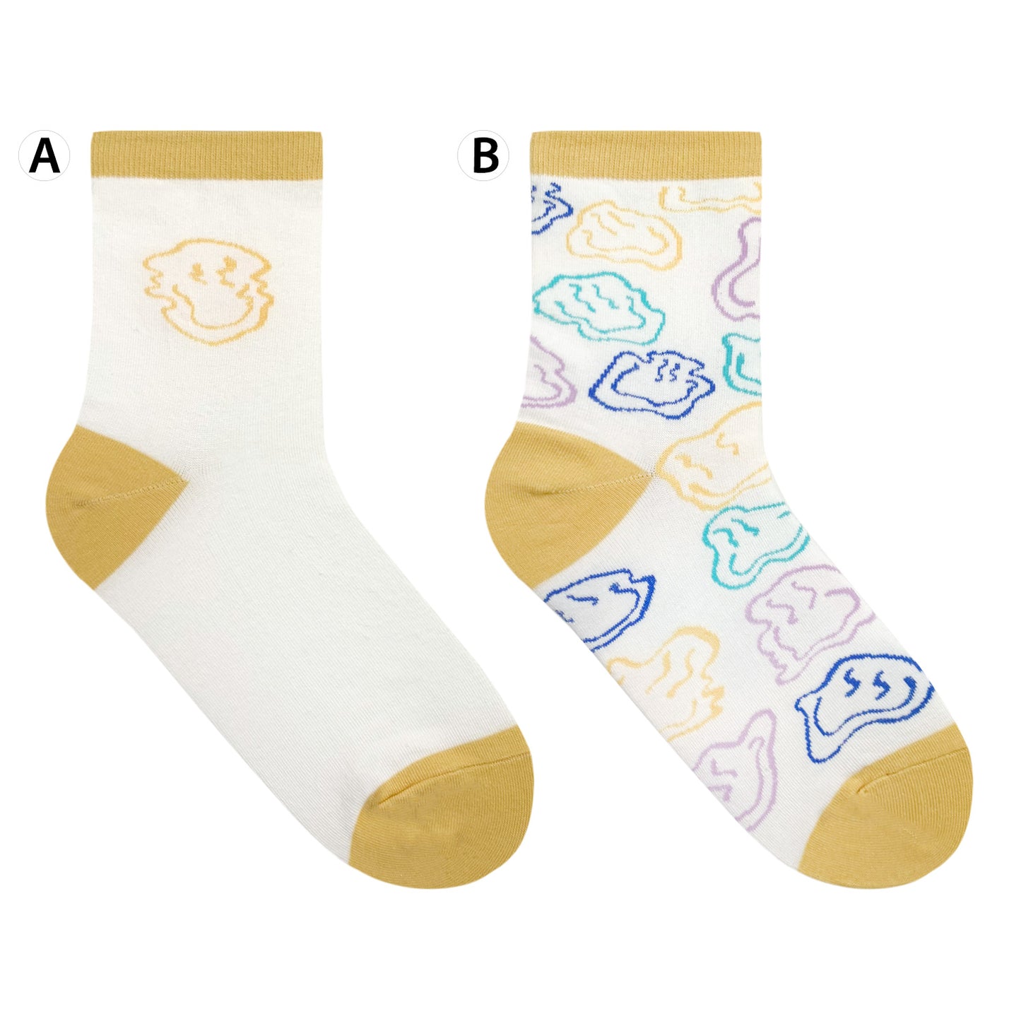 Women's Crew Glitch Smile Mismatched AB Socks