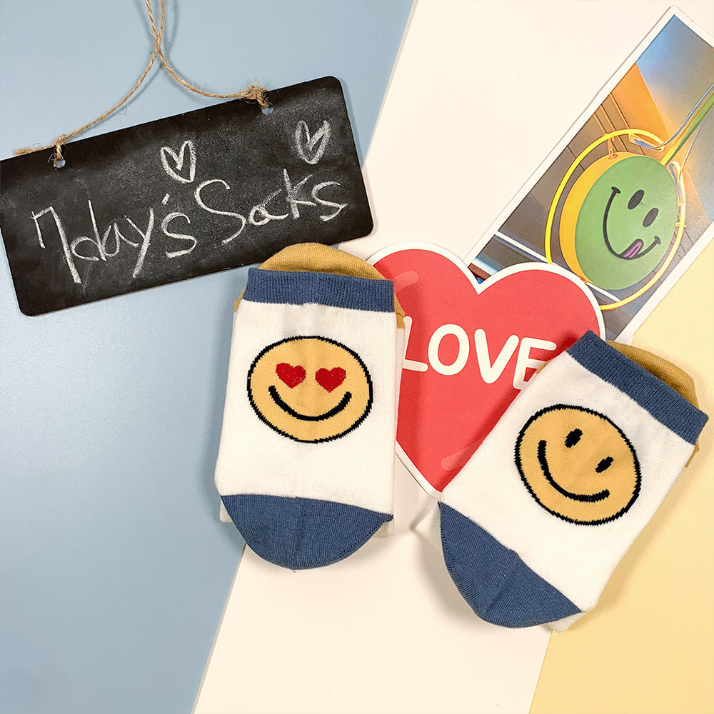 Women's Crew Emoji Smile Mismatched AB Socks