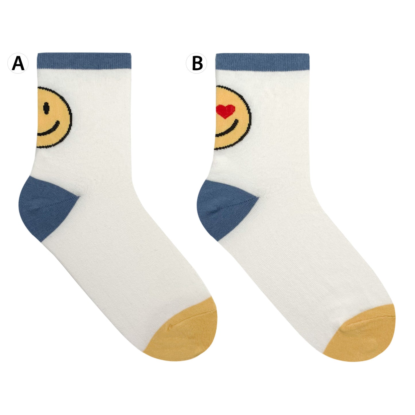 Women's Crew Emoji Smile Mismatched AB Socks