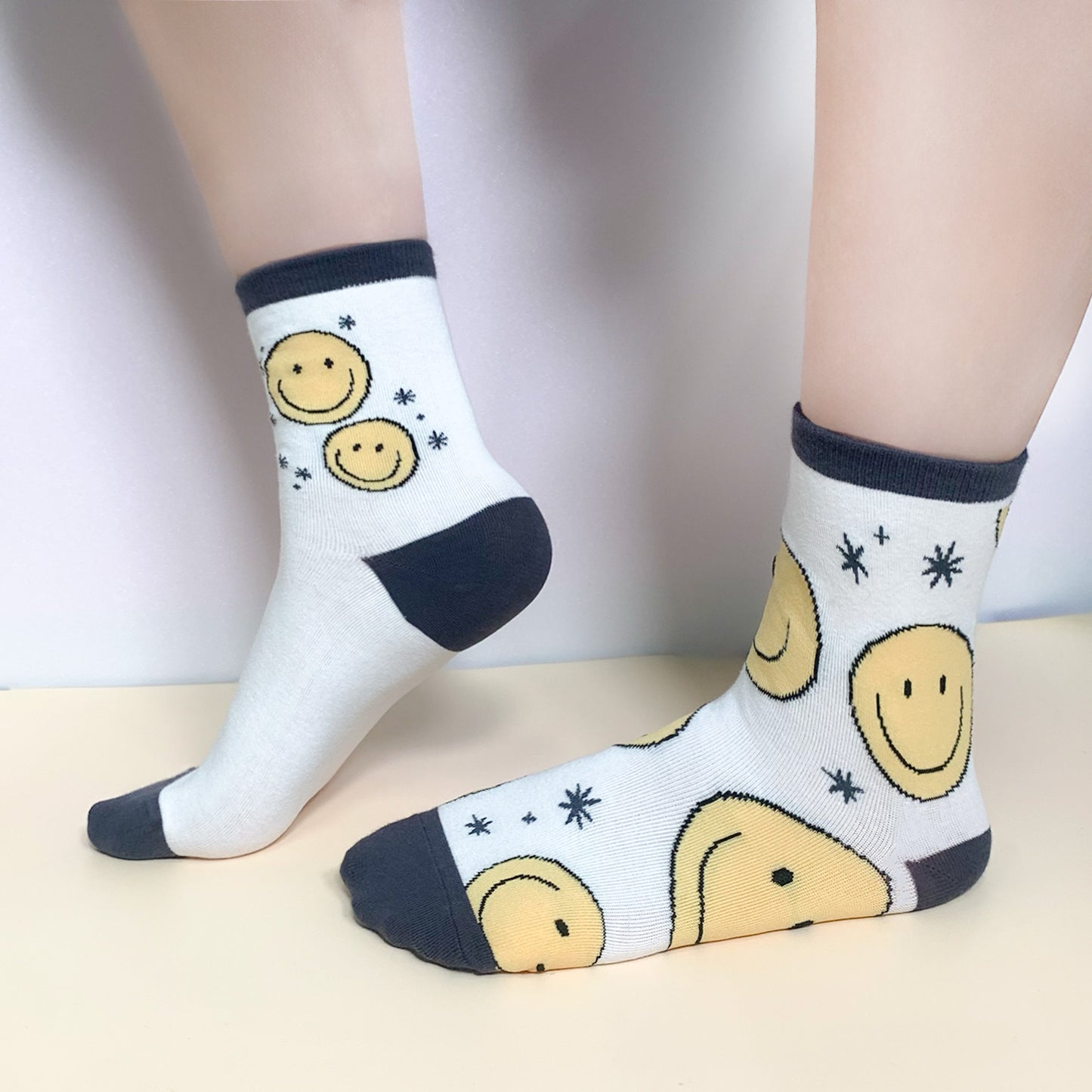 Women's Crew Sparkling Smile Mismatched AB Socks