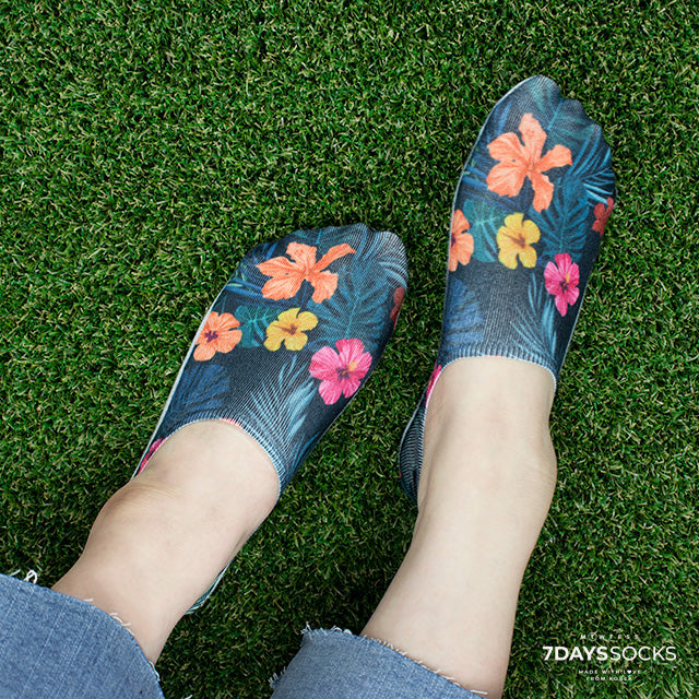 Women's No Show Tropical Printing Art Socks