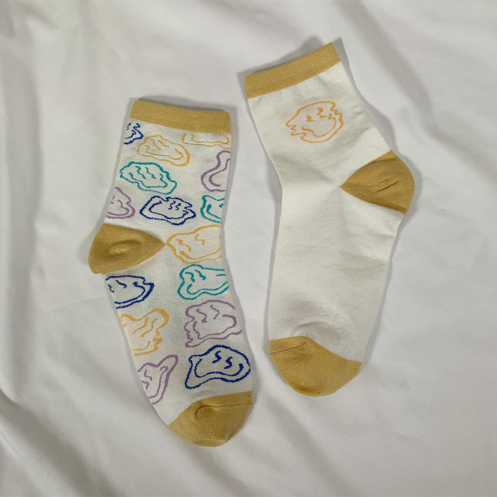 Women's Crew Glitch Smile Mismatched AB Socks