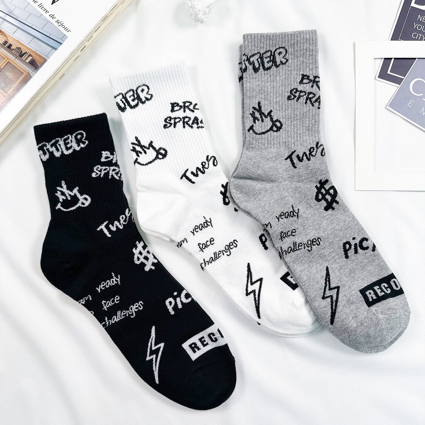 Women's Crew Mono Graphic Socks