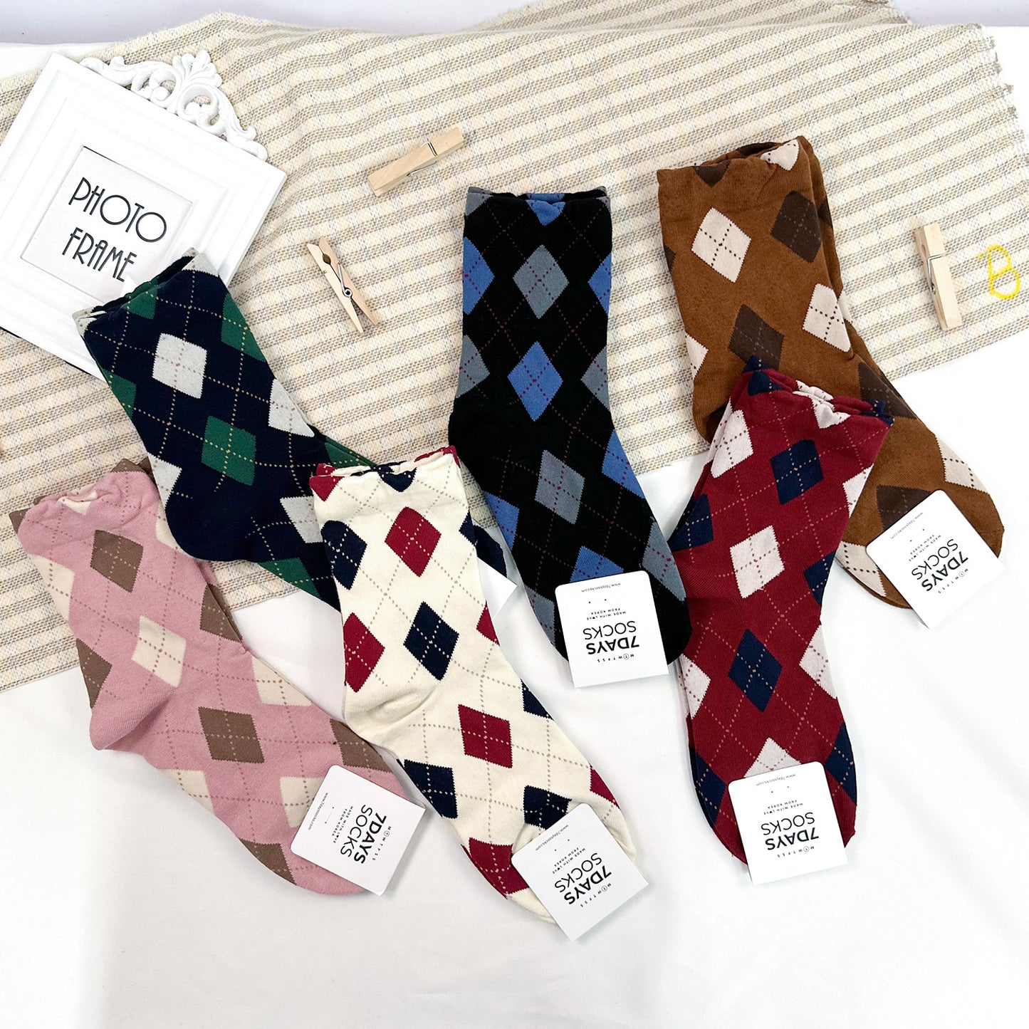 Women's Crew Winter Color Argyle Socks