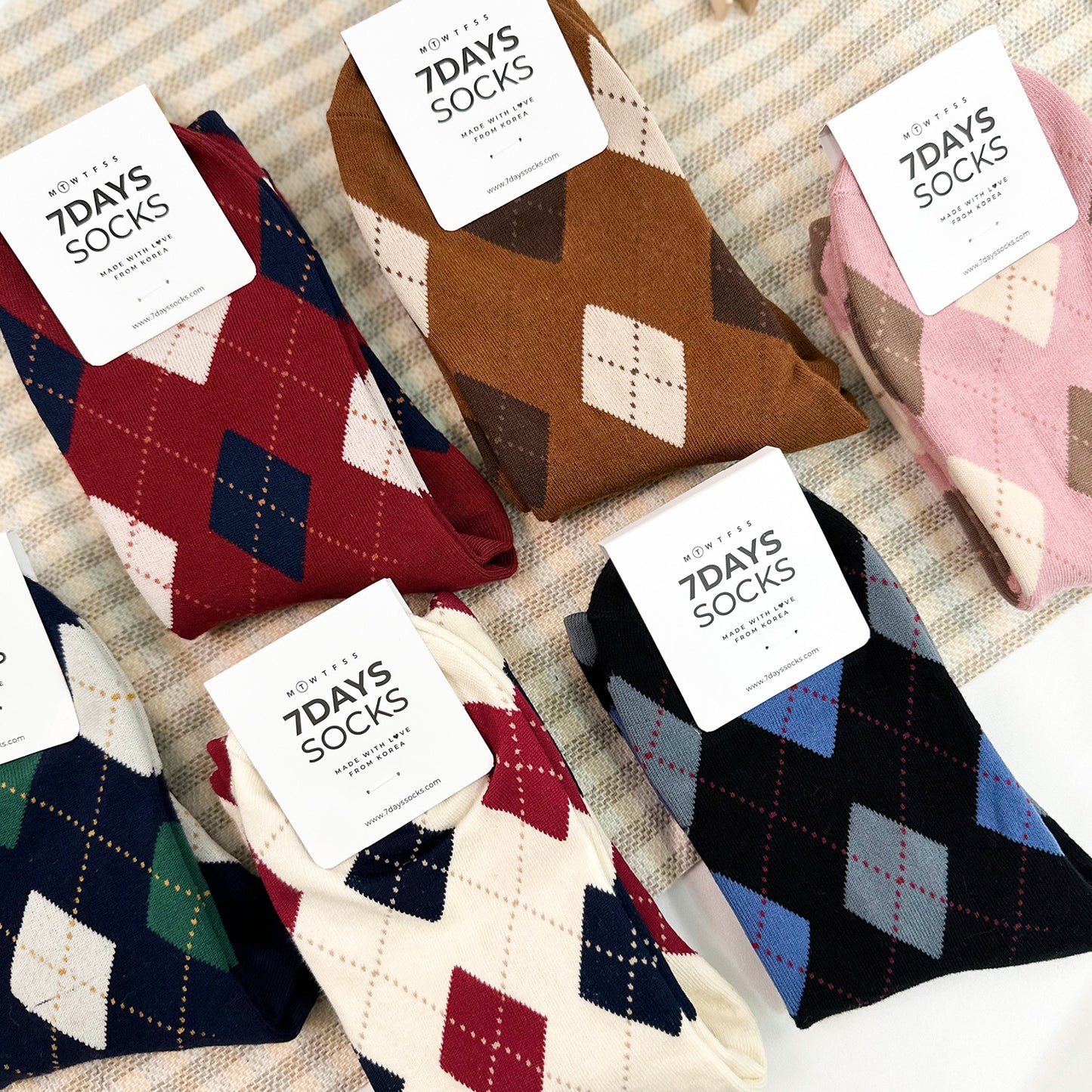 Women's Crew Winter Color Argyle Socks