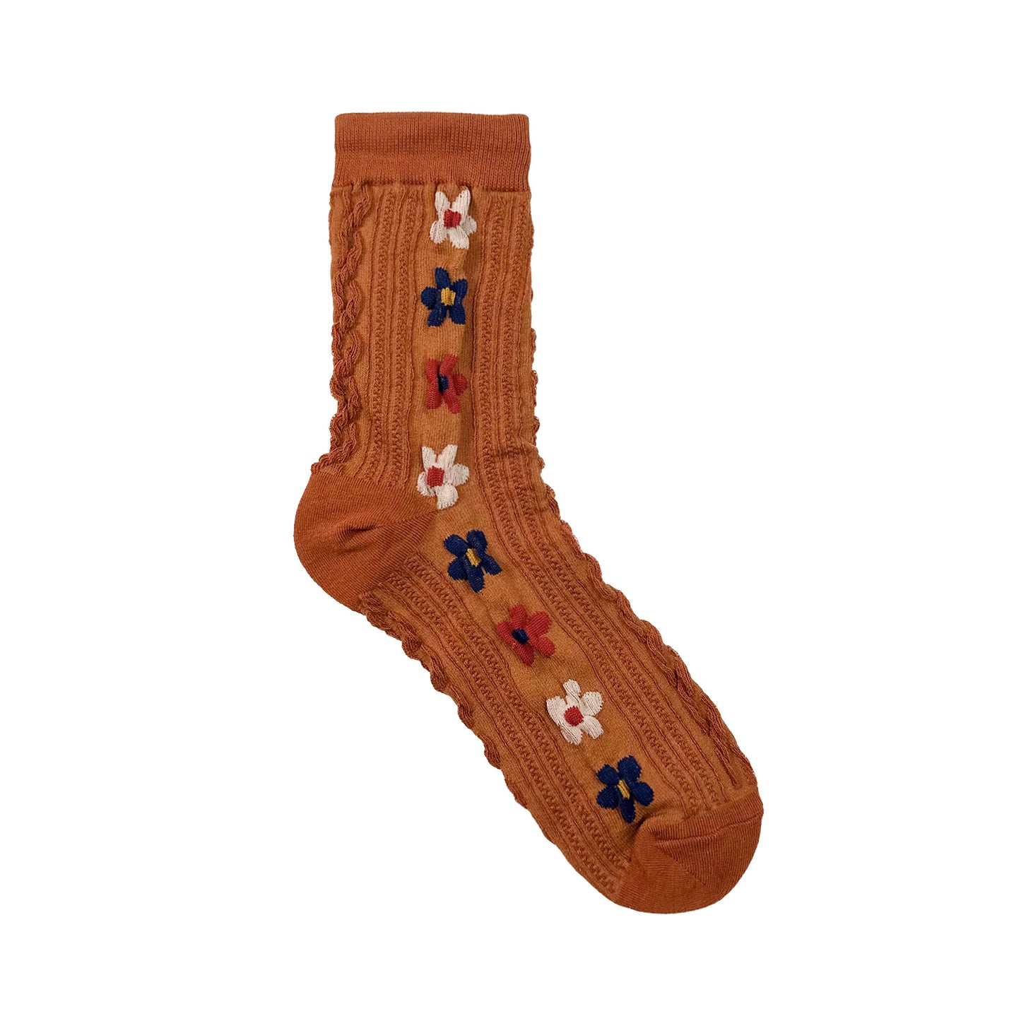 Women's Crew Line Flower Socks
