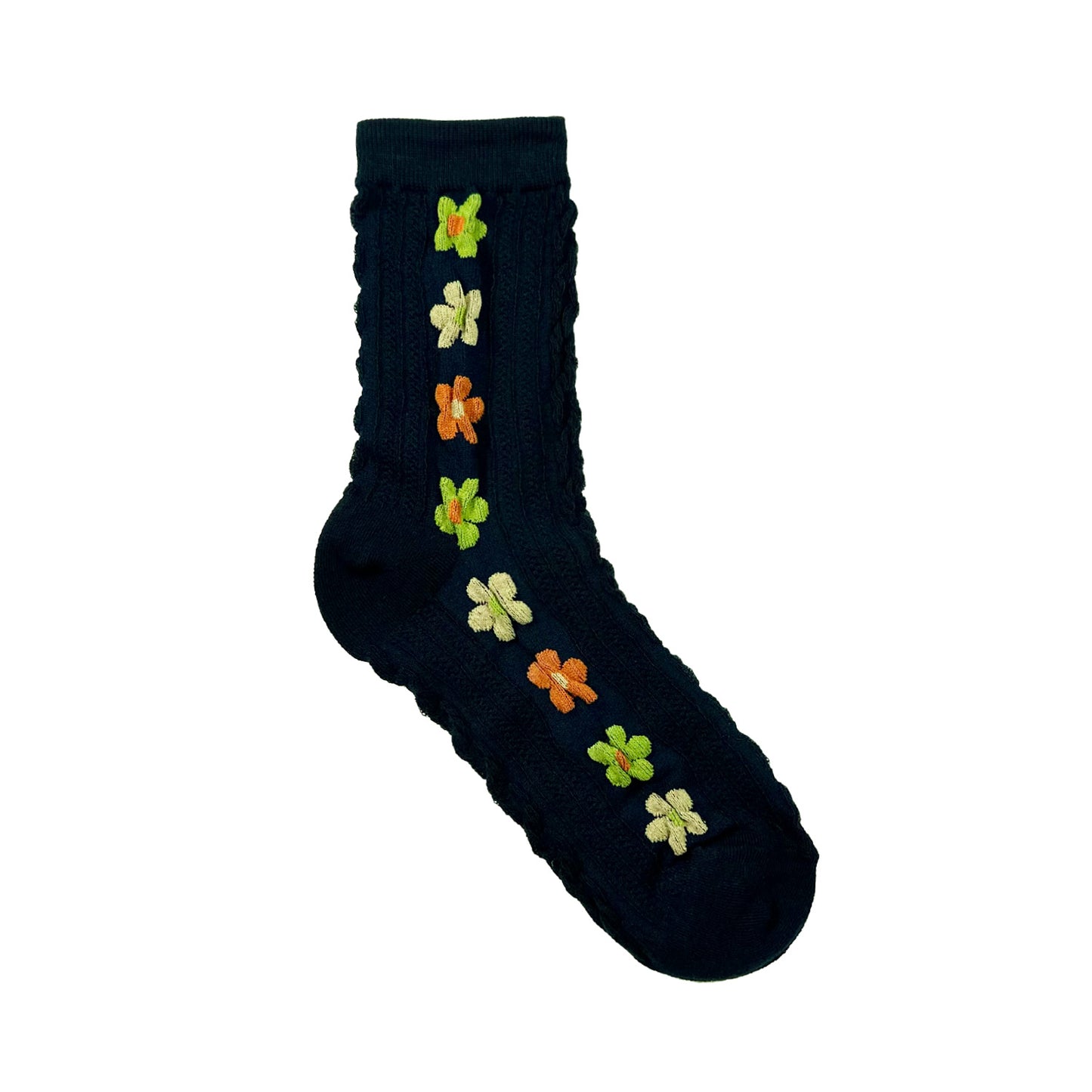 Women's Crew Line Flower Socks