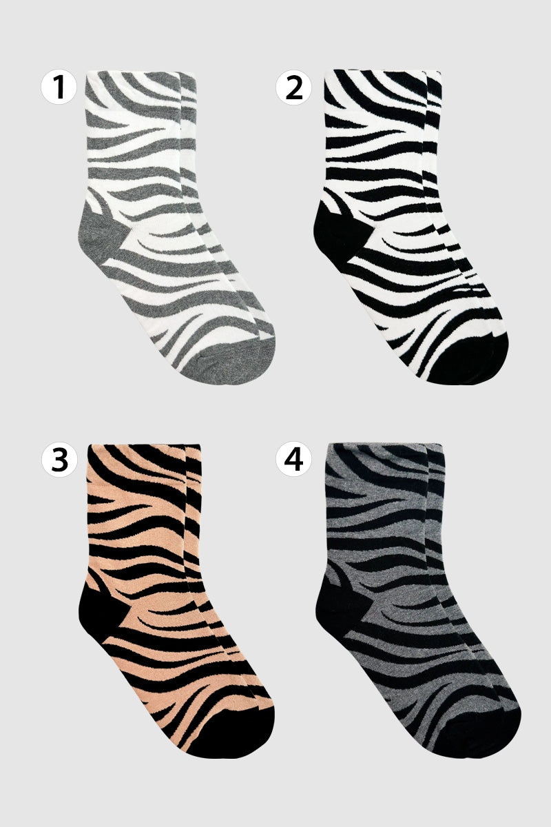 Women's Crew Zebra Pattern Socks