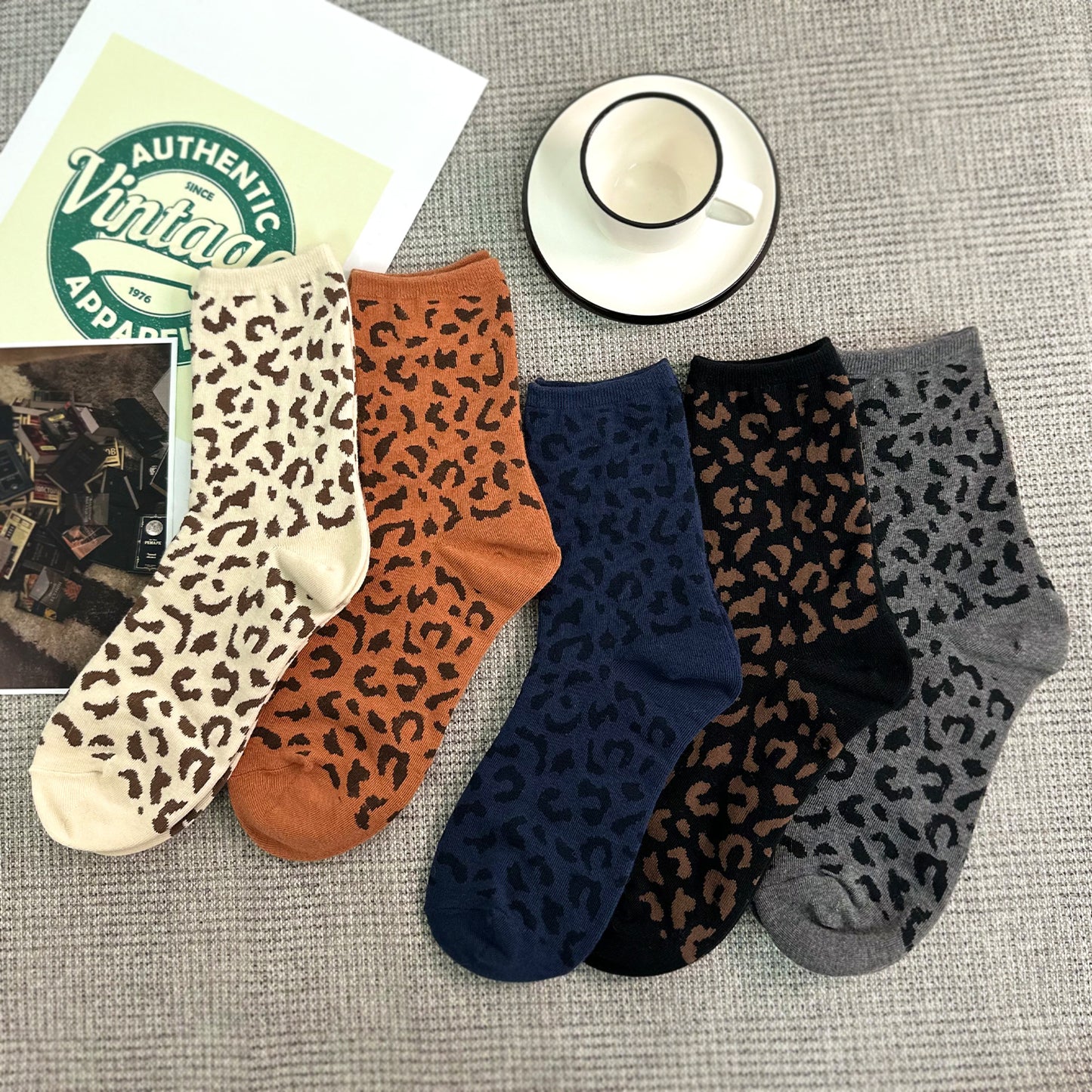 Women's Crew Trendy Leopard Socks