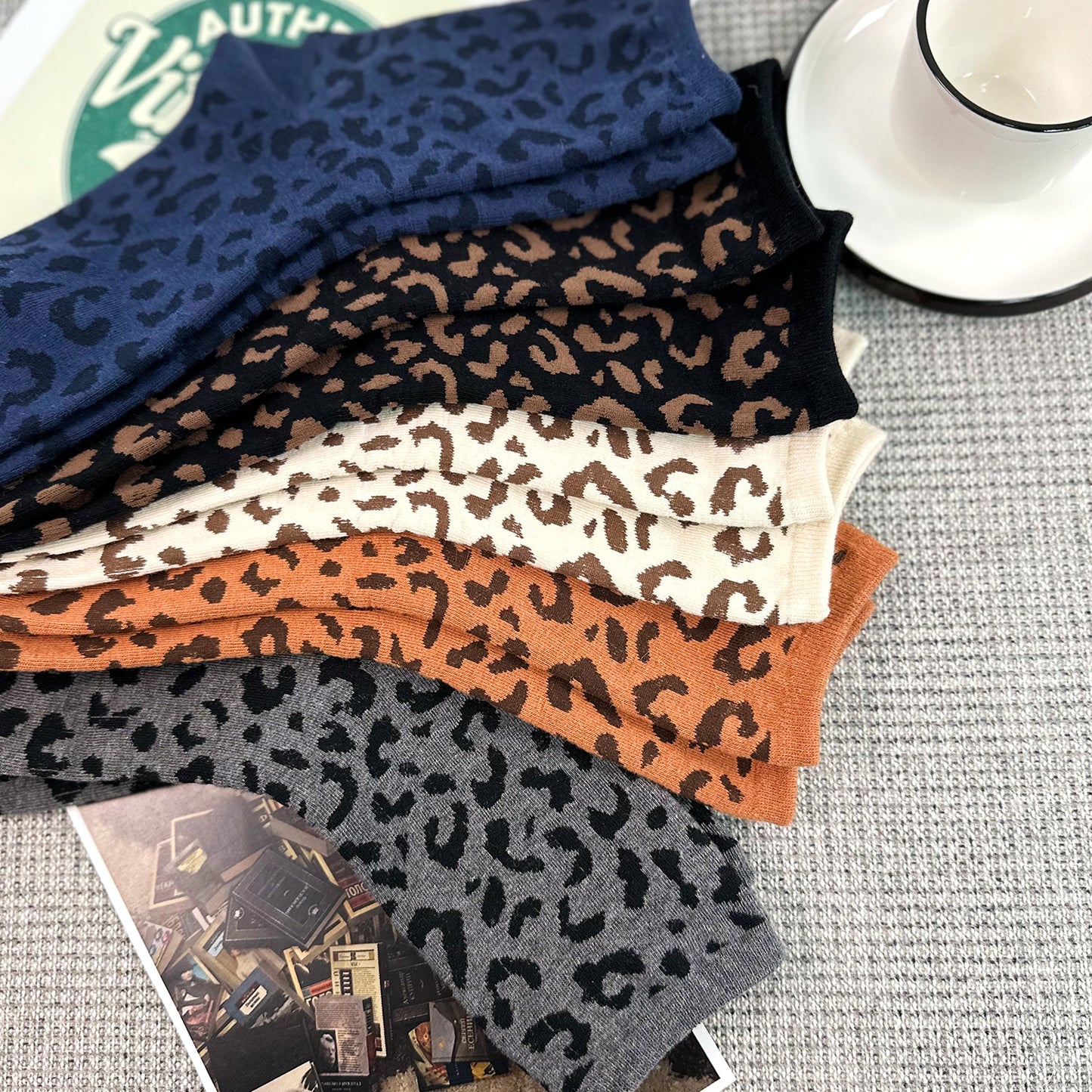 Women's Crew Trendy Leopard Socks