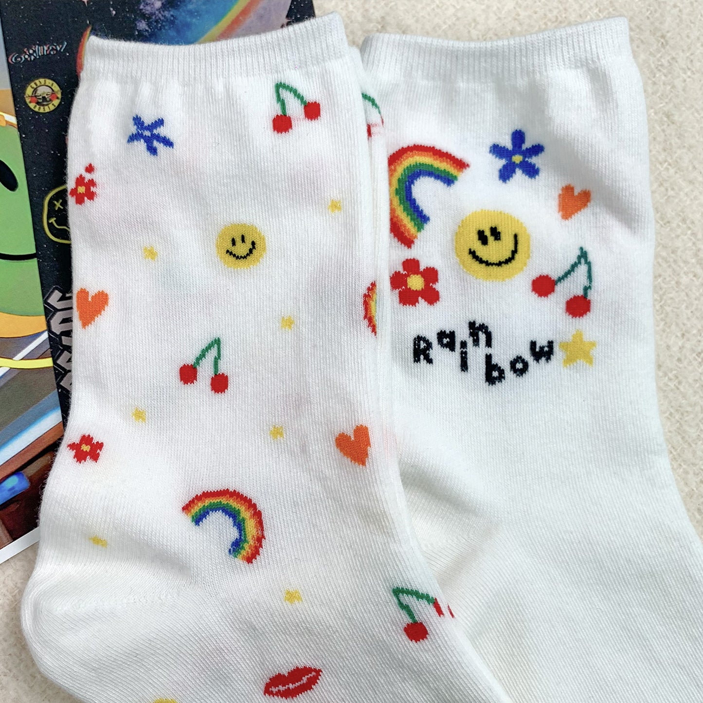 Women's Crew Rainbow Smile Day Socks