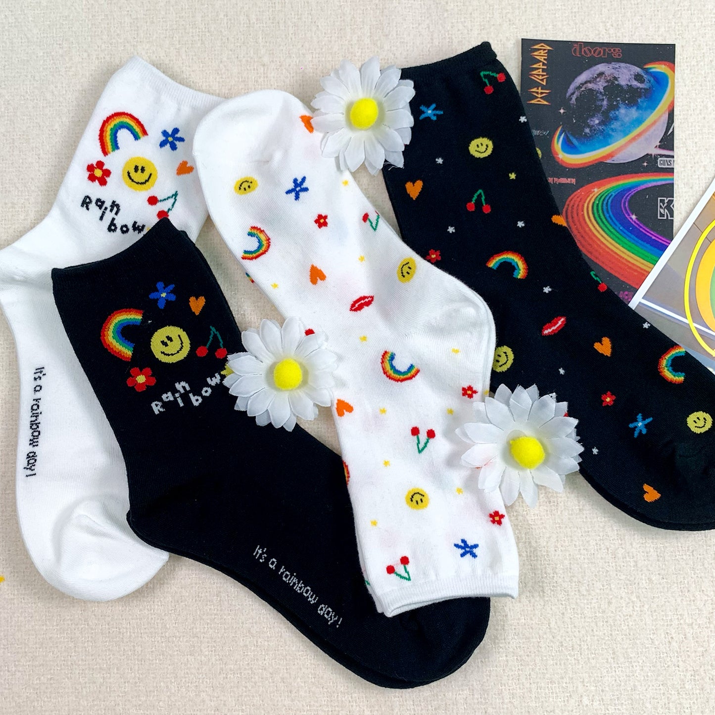 Women's Crew Rainbow Smile Day Socks