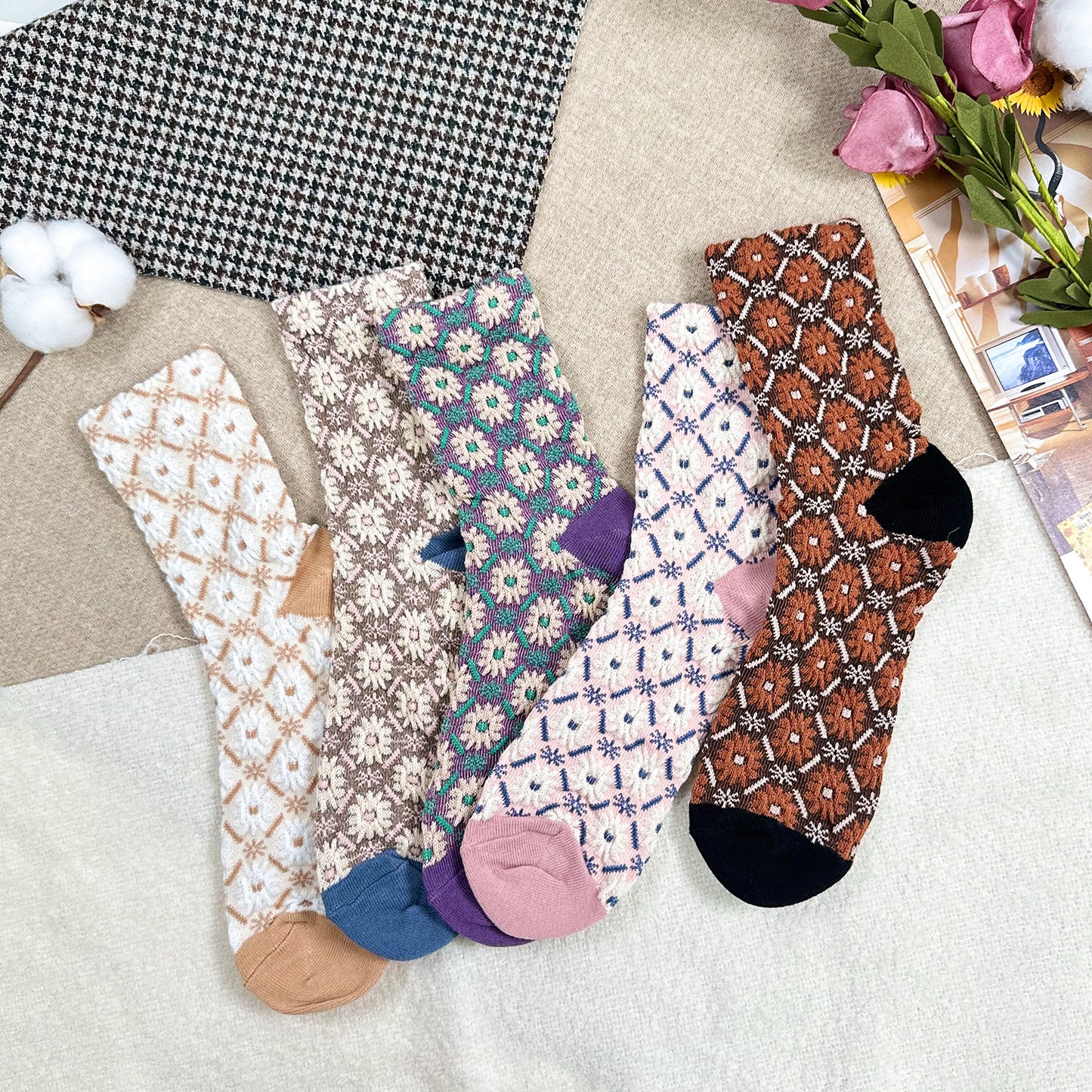 Women's Crew Vintage Flower Socks