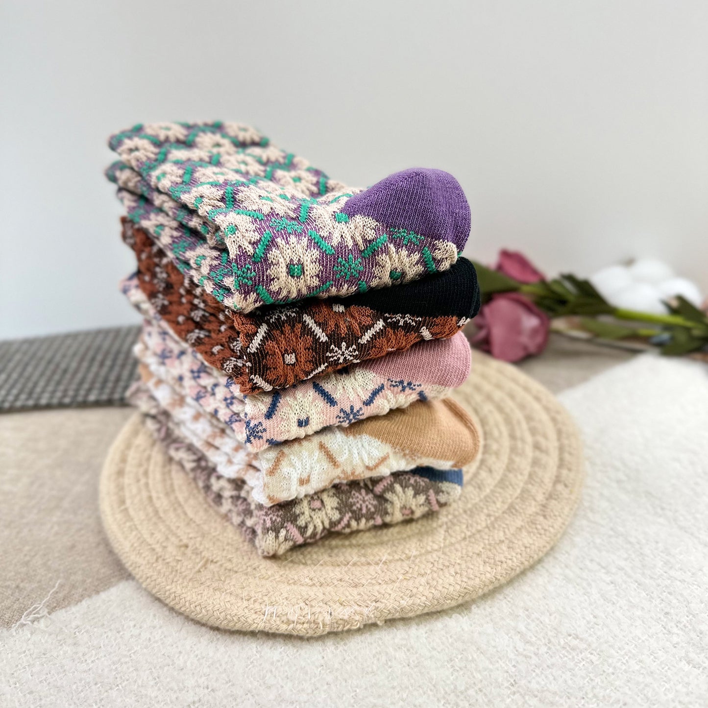 Women's Crew Vintage Flower Socks