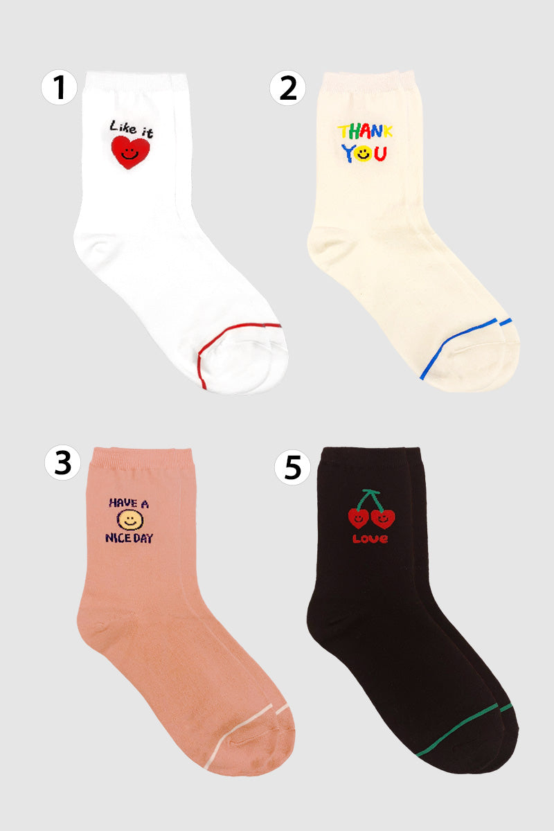 Women's Crew Stripe Smile Mood Socks