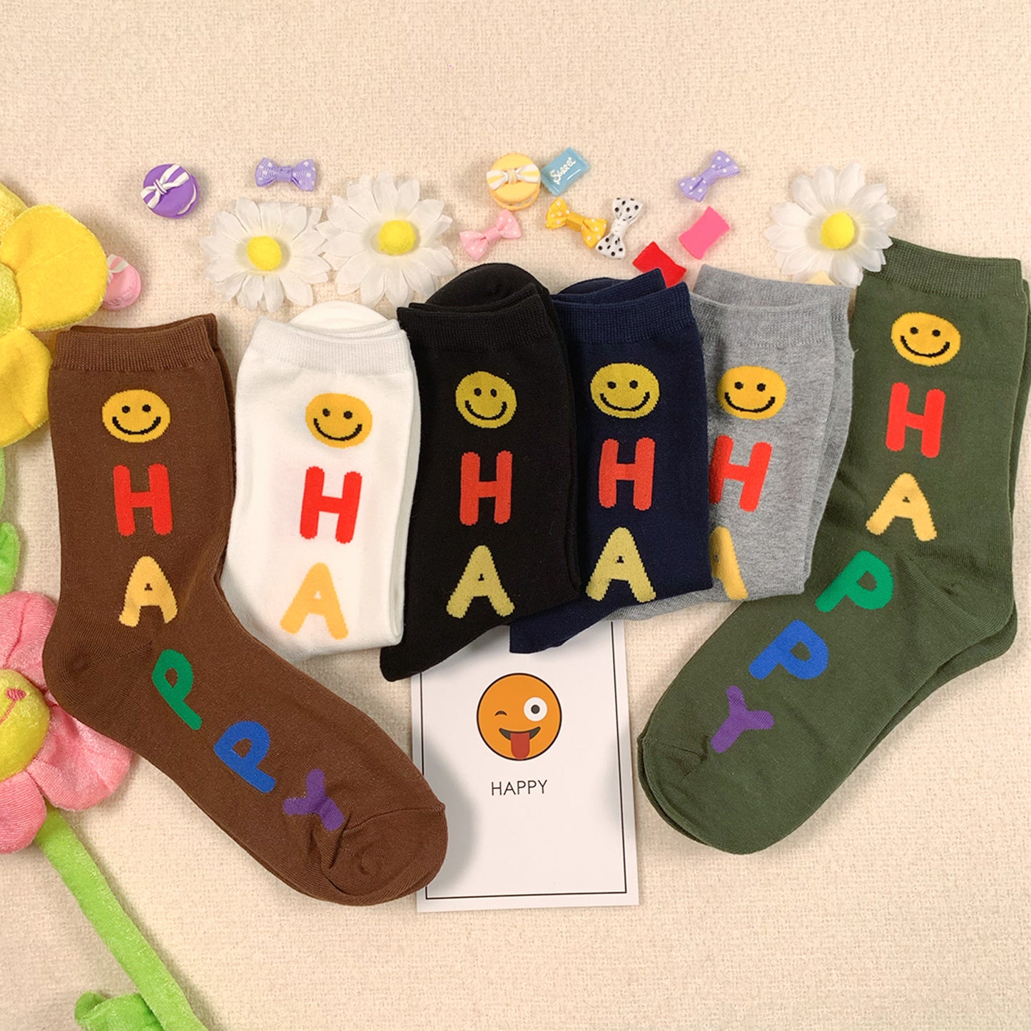 Women's Crew Happy Line Socks