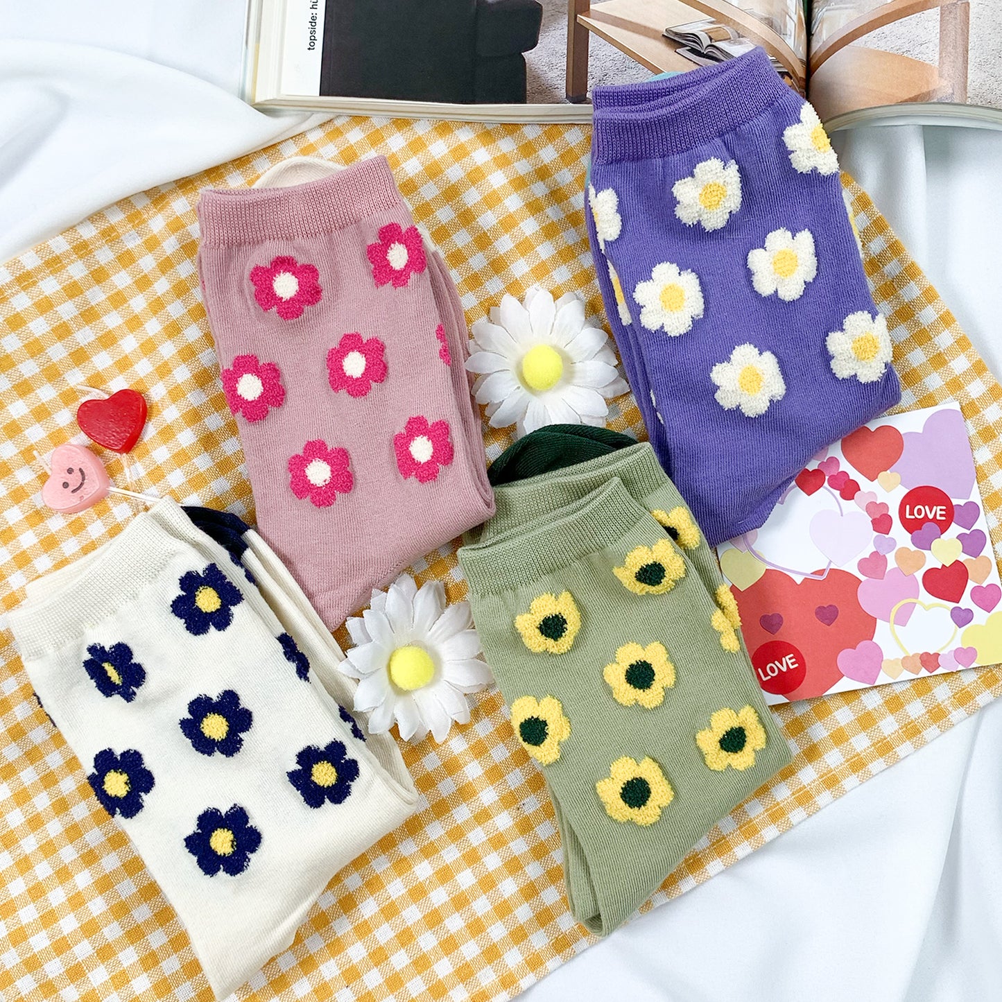 Women's Crew Tactel Flower Socks