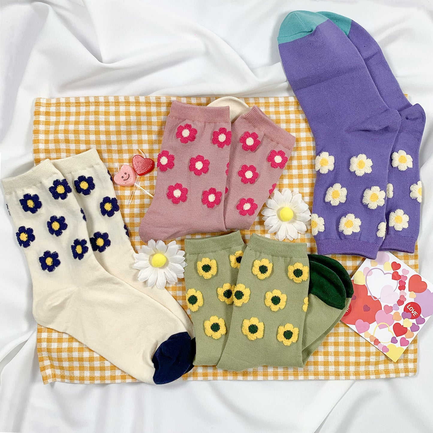Women's Crew Tactel Flower Socks