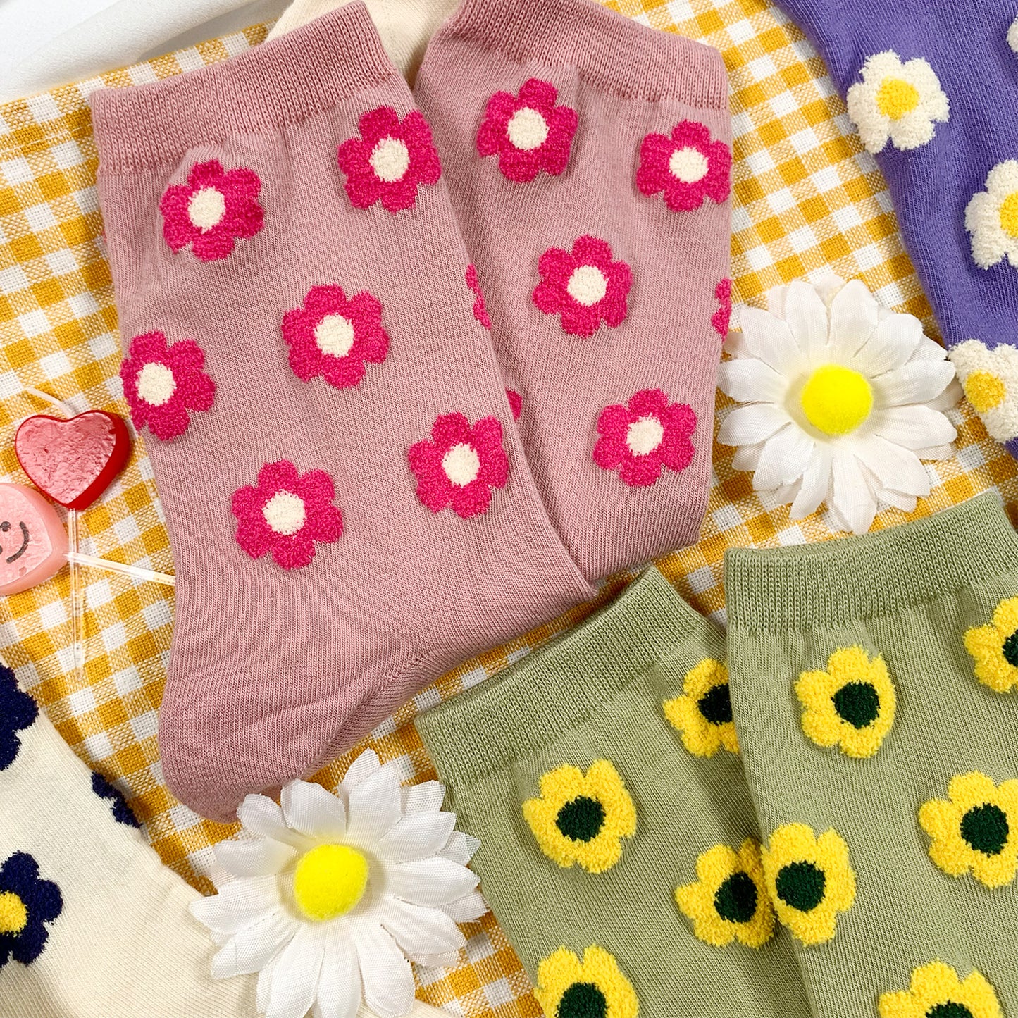 Women's Crew Tactel Flower Socks