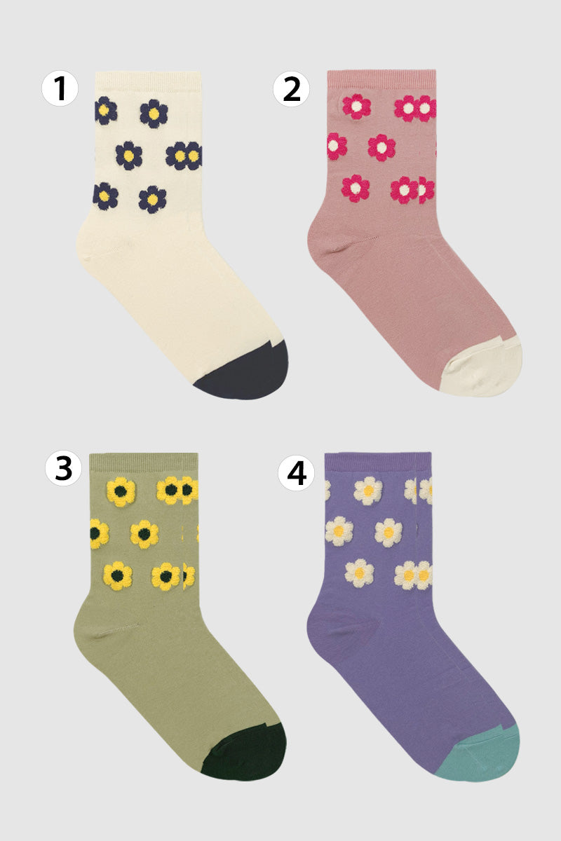Women's Crew Tactel Flower Socks