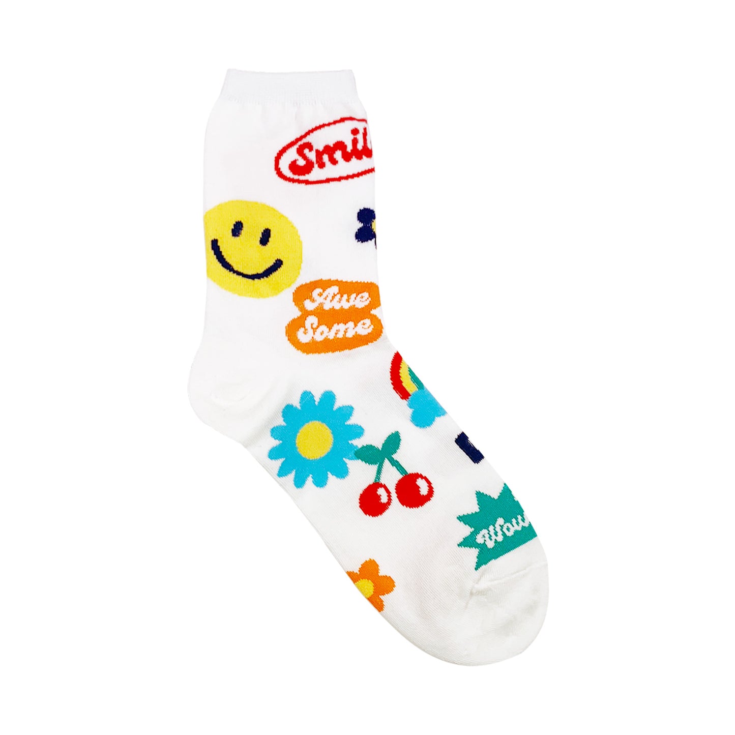 Women's Crew Smile Sticker Socks