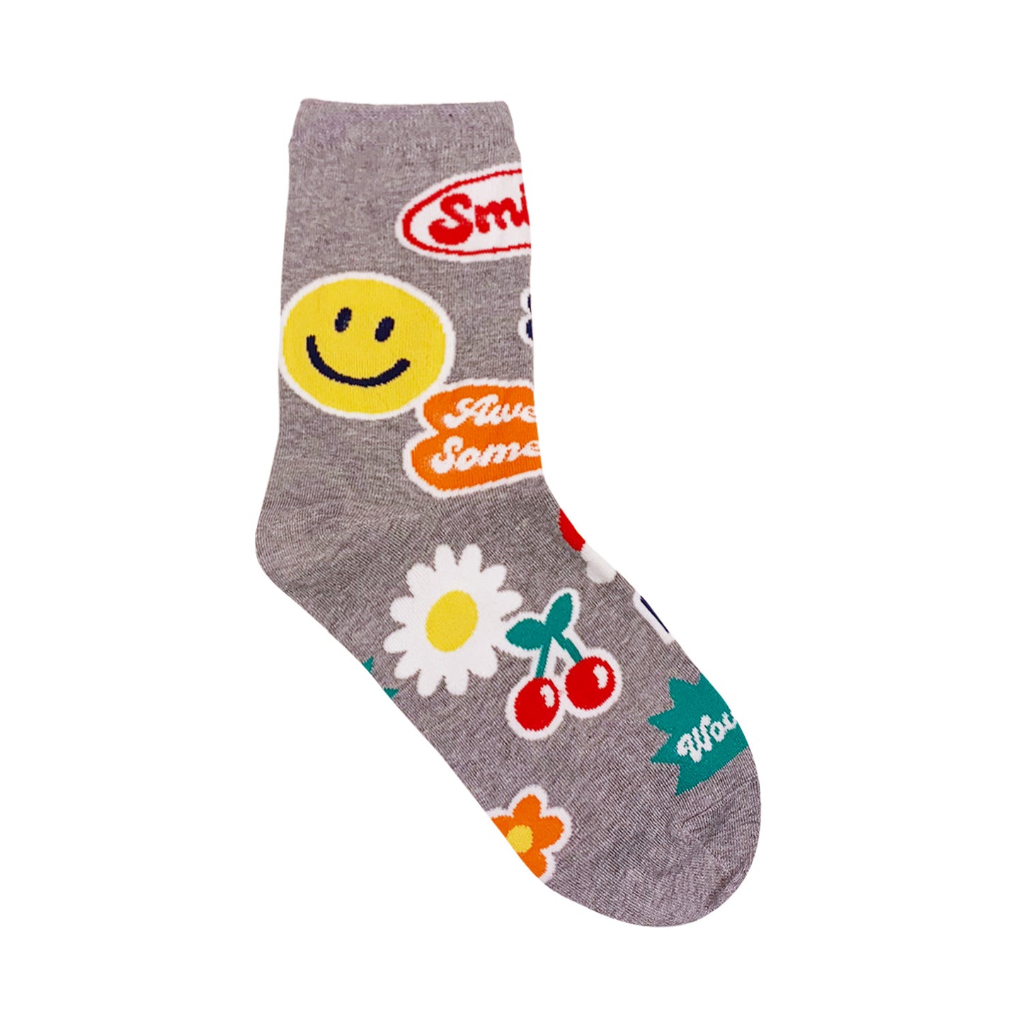 Women's Crew Smile Sticker Socks