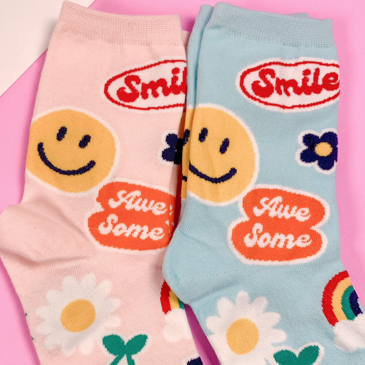 Women's Crew Smile Sticker Socks