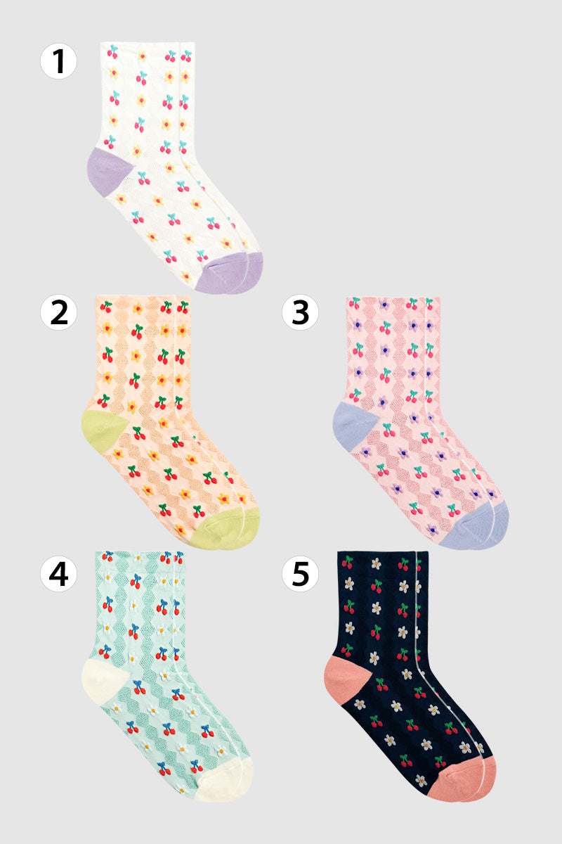 Women's Crew Cherry Knit Socks