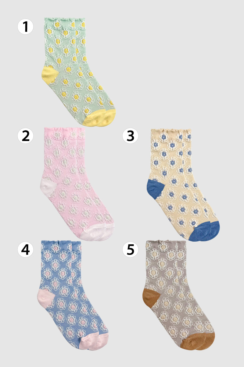 Women's Crew Soft Flower Pattern Socks