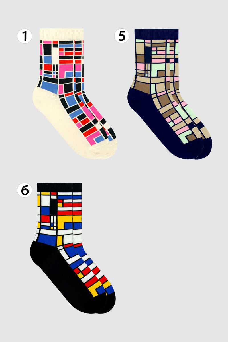 Women's Crew Square Pattern Socks