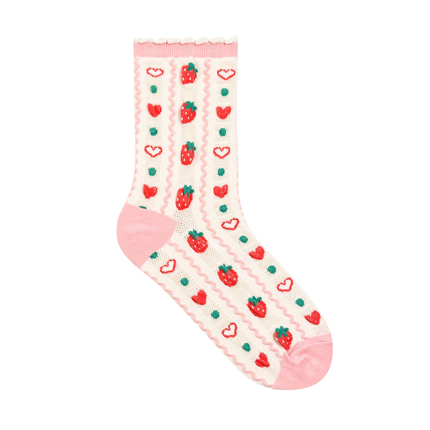 Women's Crew Strawberry Pattern Socks