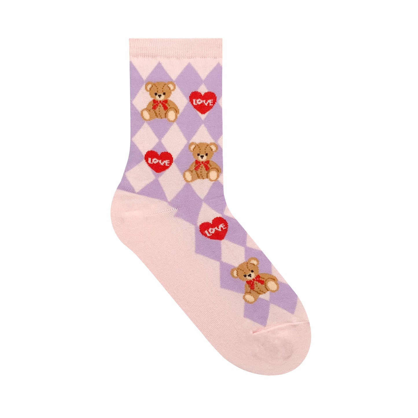 Women's Crew Love Heart Bear Socks