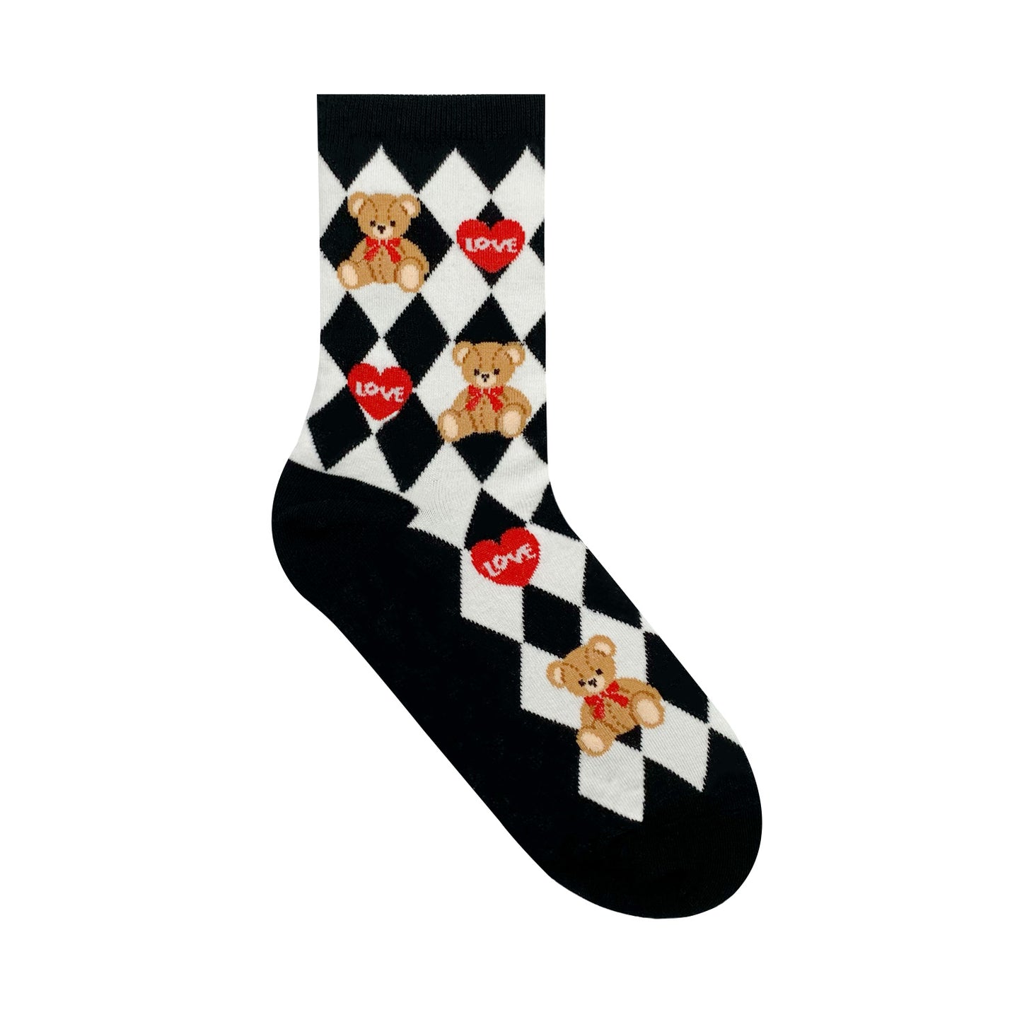 Women's Crew Love Heart Bear Socks
