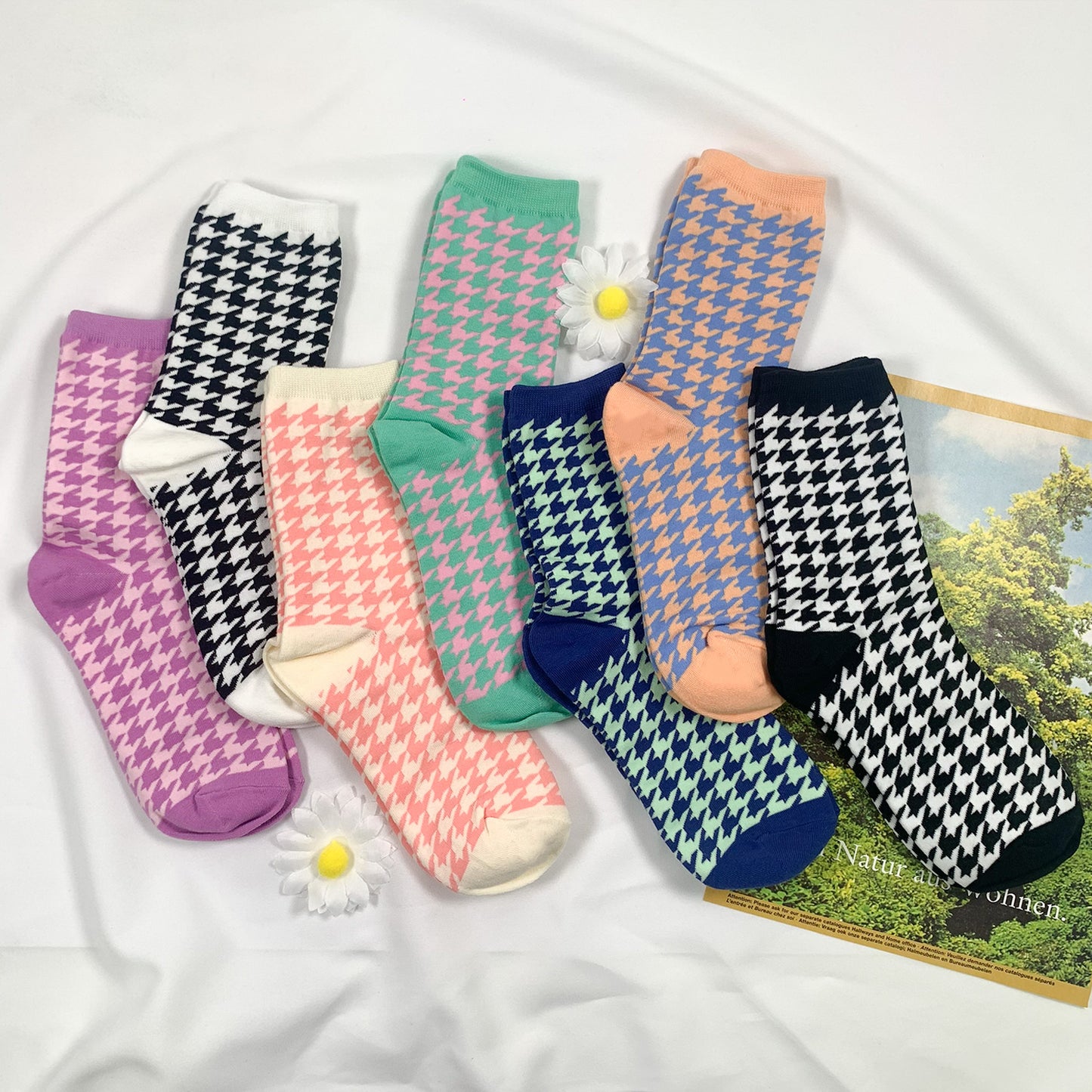Women's Crew Hound Tooth Check Socks