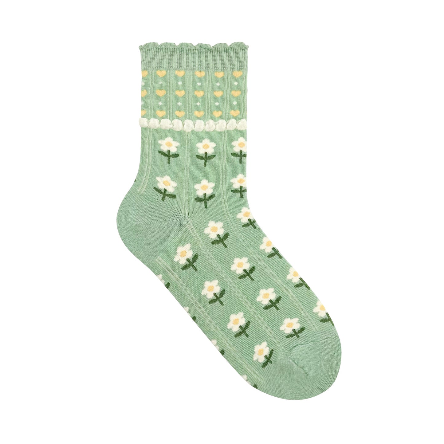 Women's Crew Heart Flower Socks