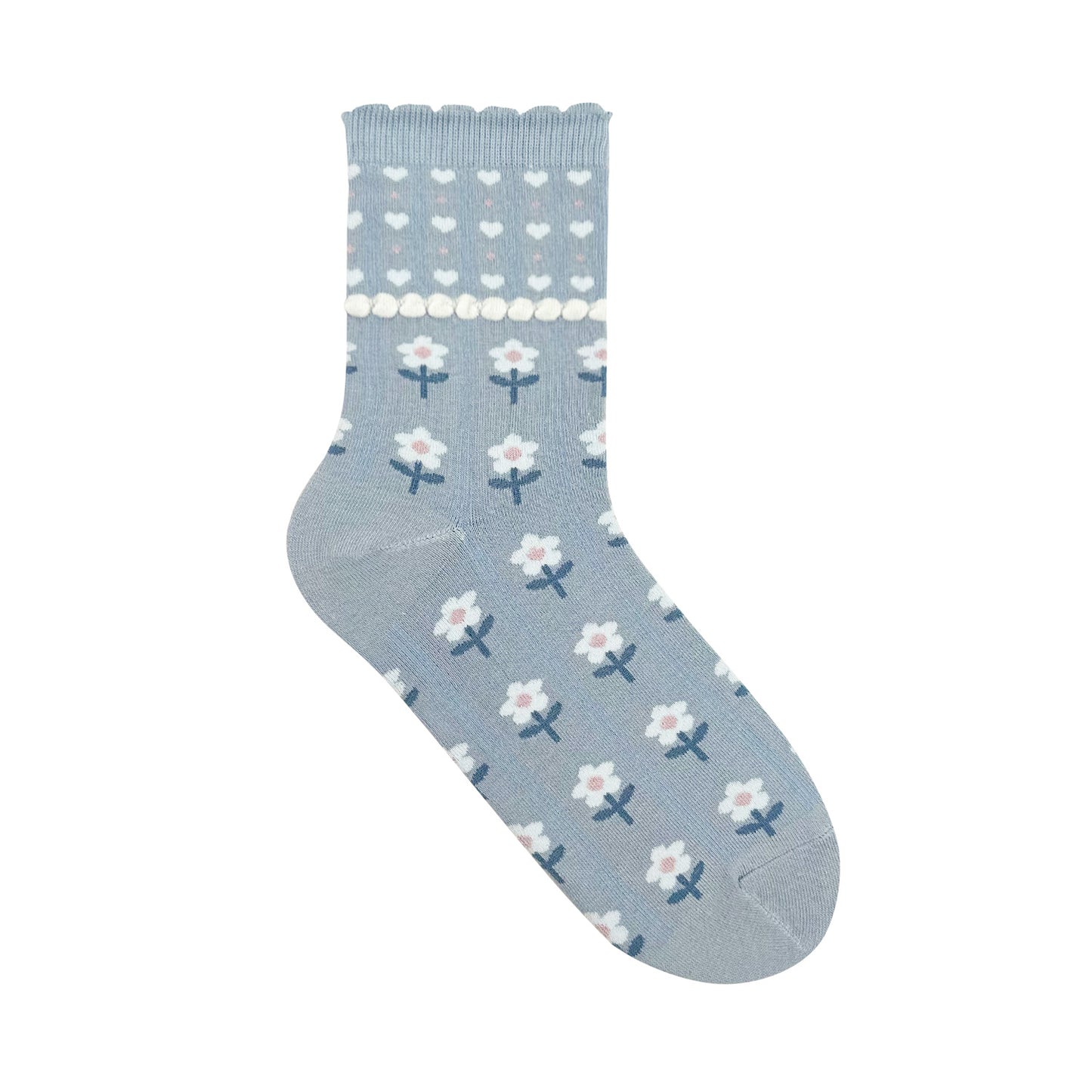 Women's Crew Heart Flower Socks