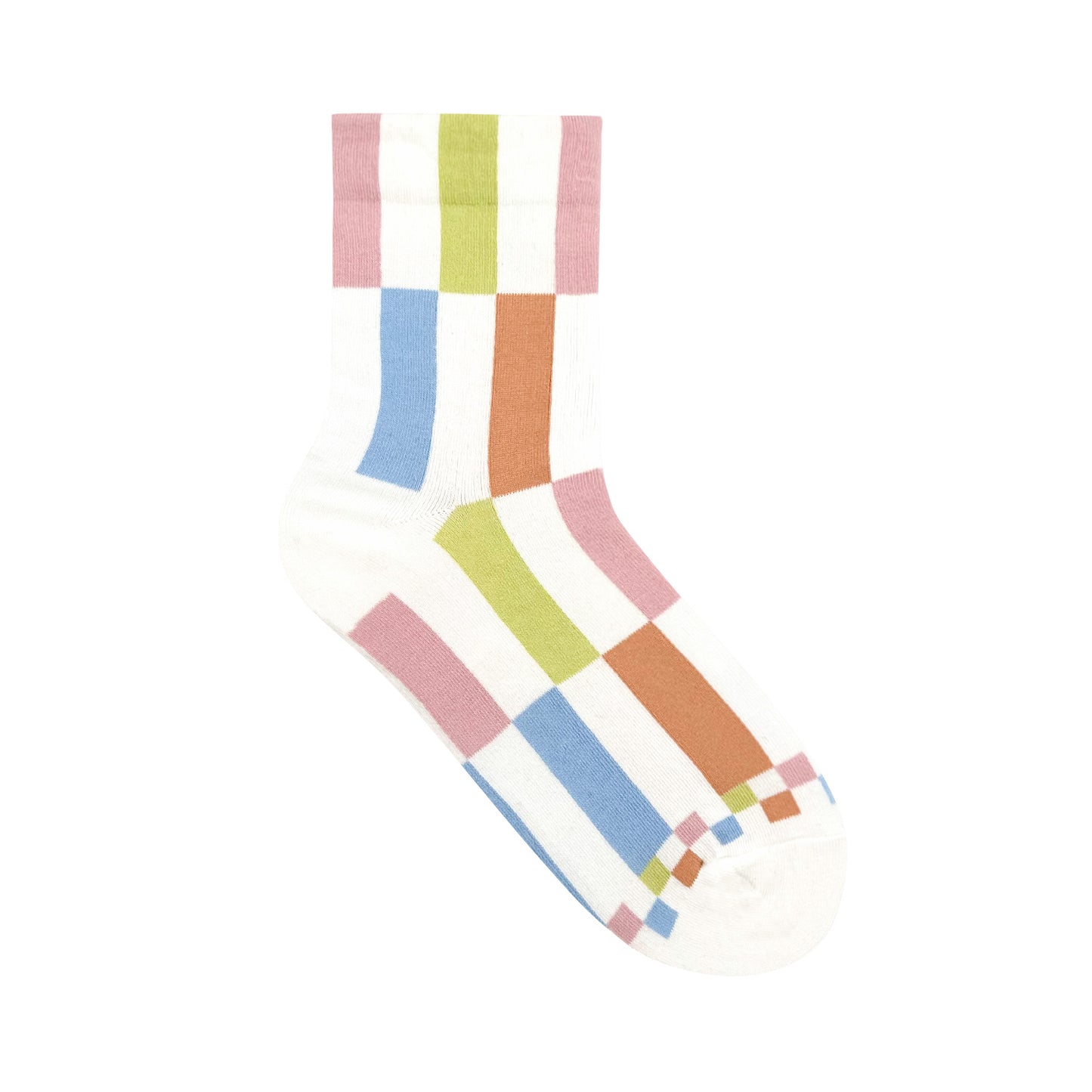 Women's Crew Color Square Pattern Socks