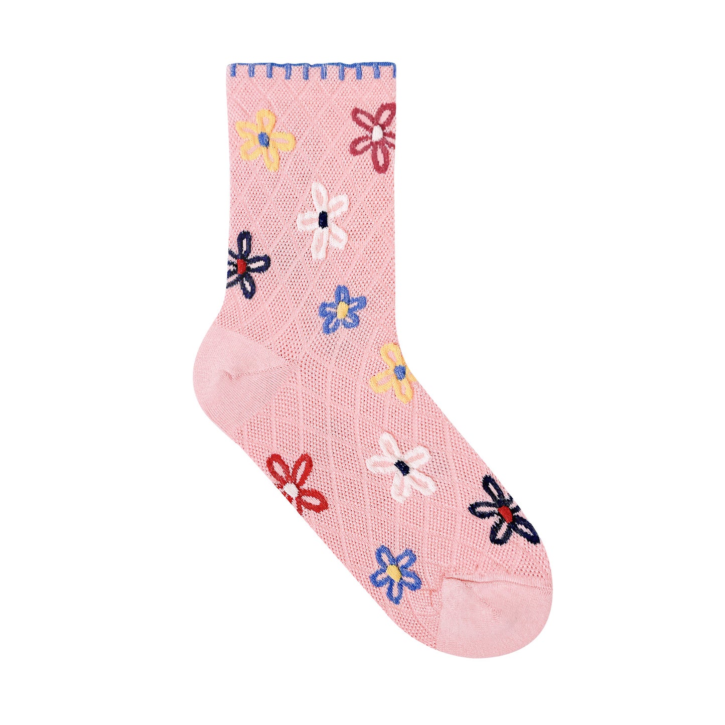 Women's Crew Flower Knit Pattern Socks
