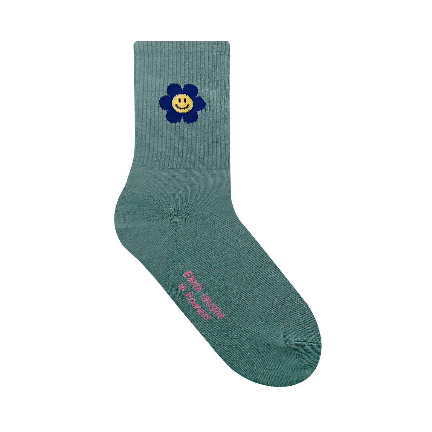 Women's Crew Smile Flower Band Socks